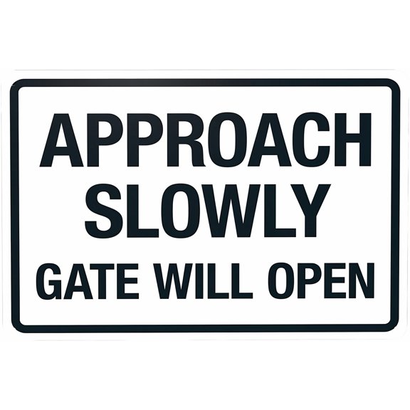 Approach Slowly Gate Will Open Warning Metal Sign 12 x 8 Inches - Gate Security Sign, Indoor Outdoor Home, Business, Road, Yard, Garage, Street Wall Safety Caution Decor