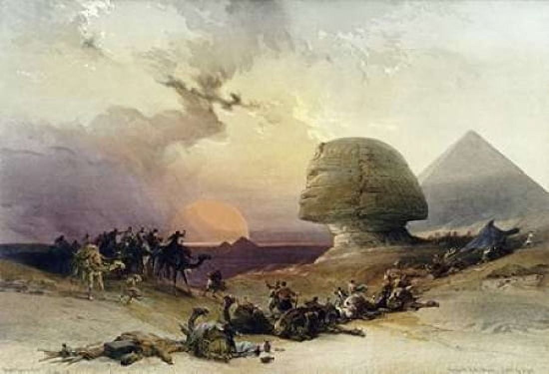 Approach of The Simoom Desert of Gizeh Canvas Art - David Roberts (24 x 36)