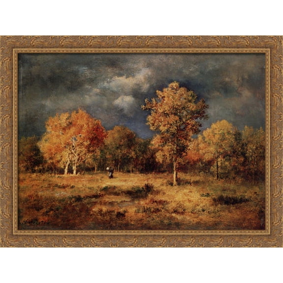Approach of a Thunderstorm 38x28 Large Gold Ornate Wood Framed Canvas Art by Narcisse-Virgilio Diaz
