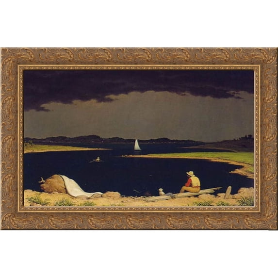 Approaching Thunderstorm 24x18 Gold Ornate Wood Framed Canvas Art by Heade, Martin Johnson