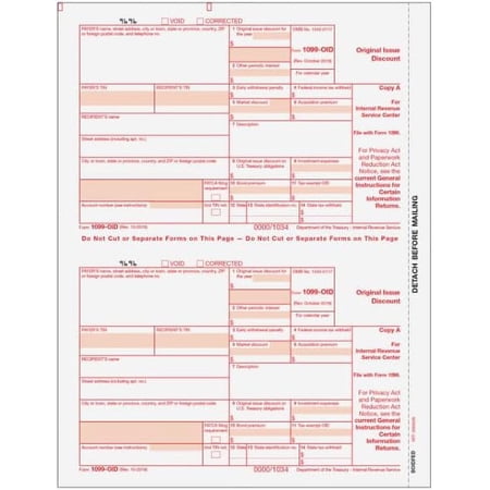 Approved 1099-OID Federal Copy A Tax Form, 100 Recipients