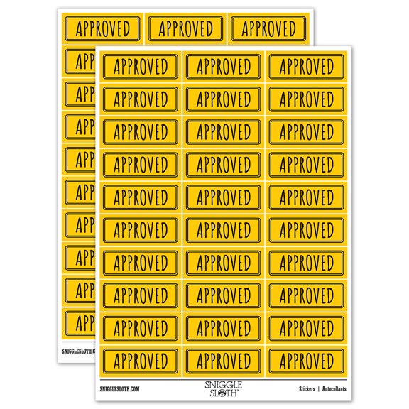 Approved Double Line Border Sticker Set - Yellow - Gloss Finish - 1.75" Medium