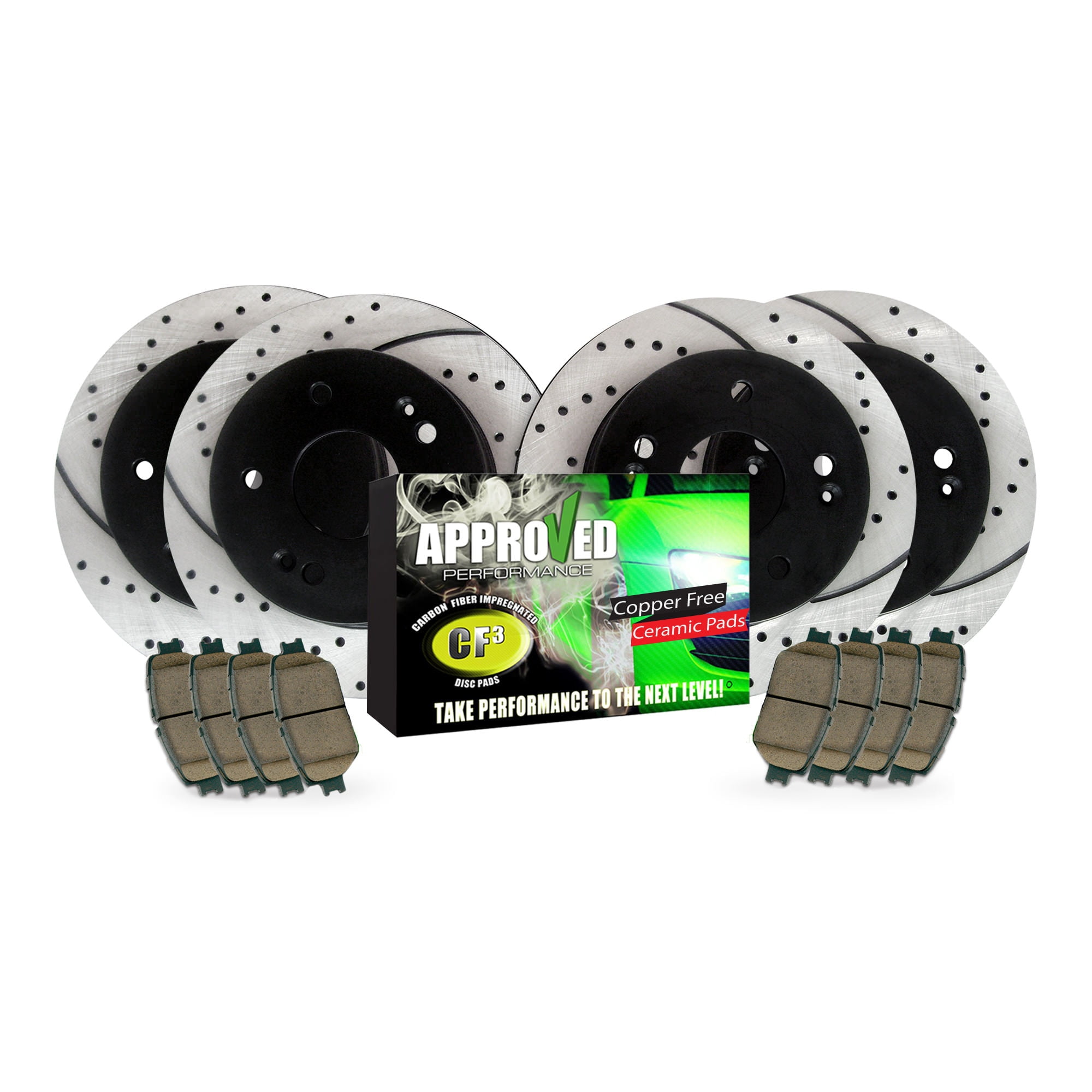 Approved Performance J28046 Front and Rear Drilled and Slotted, Black