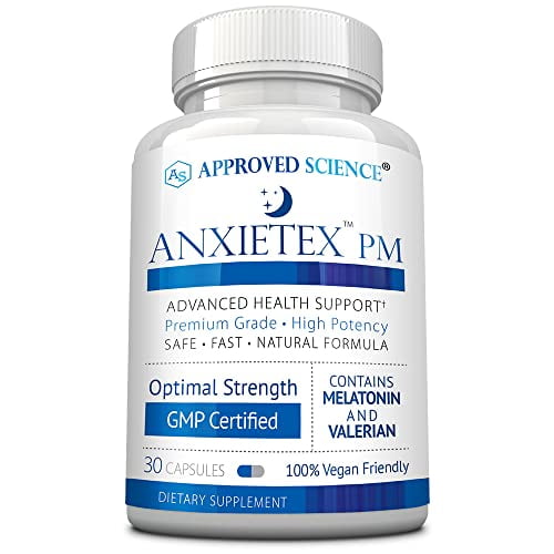 Approved Science Anxietex Night - Ease Worry and Discontent, Sleep Well - Valerian, Passion Flower, Chamomile - 30 Capsules - Vegan Supplement - Made in The USA