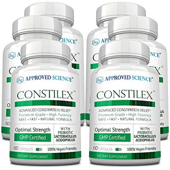 Approved Science Constilex - Rapid Constipation Relief & Support from Future Episodes - Promotes Healthy Levels of Bacteria and Strengthens Intestinal Flora - 6 Bottles