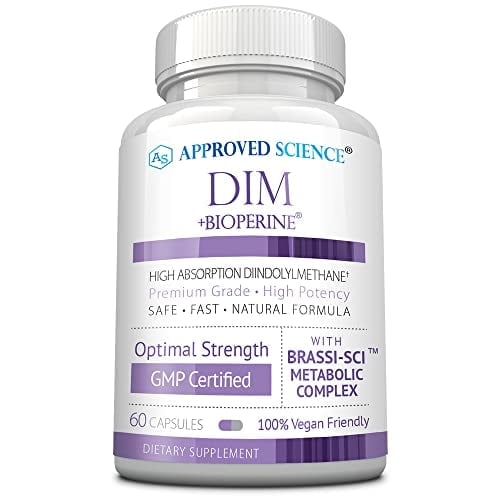 Approved Science DIM - Estrogen Metabolism Support - DIM, Broccoli Sprout, Mustard Seed, Calcium D, BioPerine - Vegan - 1 Bottle - 60 Capsules