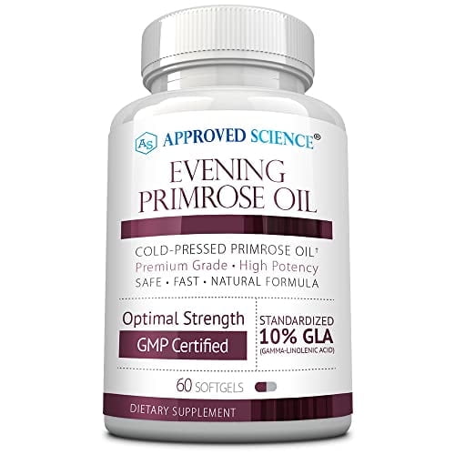 Approved Science Evening Primrose Oil - Maximum Strength - Cold Pressed - 10% GLA - Hormonal Balance, Skin and Heart Health - 60 Softgels - All Natural