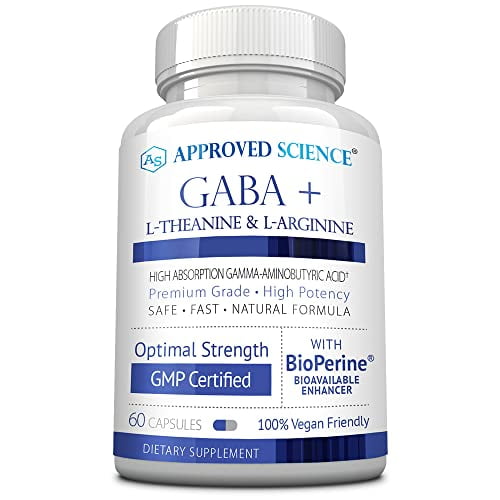 Approved Science GABA+ - Promote Calm, Improve Sleep, Boost Mood - GABA, L-Theanine, L-Arginine, Vitamin B6, BioPerine - High Absorption - 60 Capsules - Vegan