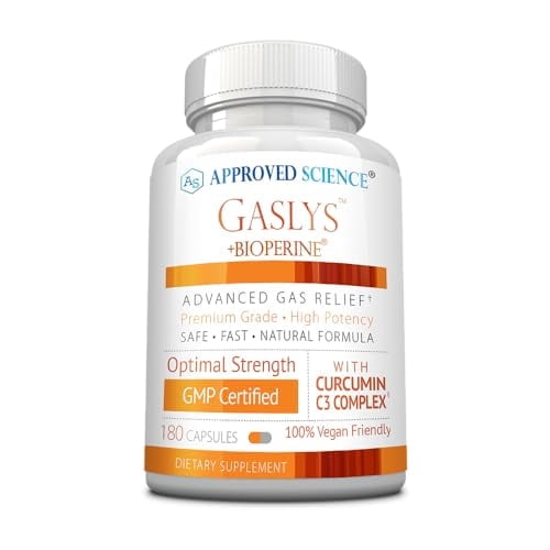 Approved Science Gaslys - Digestive Tract, Gas, and Stomach Supplement - with Artichoke Powder, Ginger, Fennel Seed - 180 Count - Pack of 1