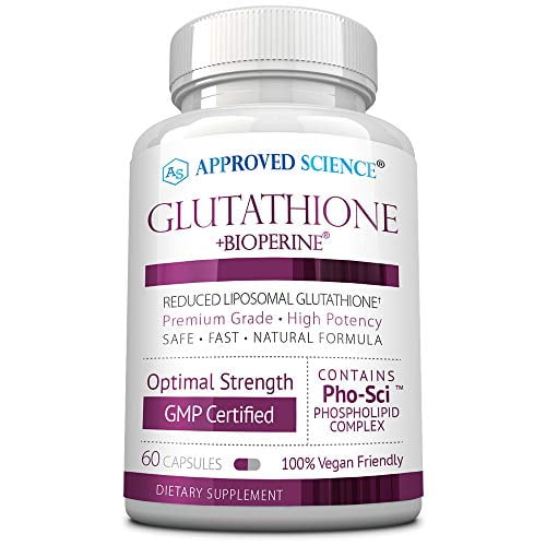 Approved Science Glutathione - Glutathione 500 mg - Phospholipid Complex, Vitamin C, Bioperine - Top Antioxidant to Help Neutralize Free Radical - Vegan Friendly - 60 Capsules - 1 Bottle