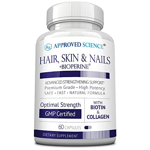 Approved Science Hair, Skin and Nails - Support Supplement - Biotin, Collagen, Vitamin B Complex, Silica, BioPerine - 60 Capsules - 1 Month Supply