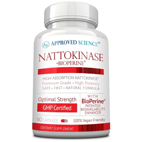 Approved Science Nattokinase - 4,000 FU - 200 mg - Free of Vitamin K2 - Contains BioPerine - One Month Supply - Vegan, Non-GMO - 60 Capsules