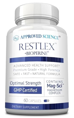 Approved Science Restlex - 420 mg Magnesium Glycinate Blend, L-theanine 200 mg - 60 Capsules