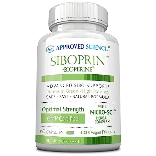Approved Science Siboprin - 60 Capsules - Support Gut Balance, Soothe Intestinal Irritation, Help with Cramps and Bloating - Caprylic Acid, Barberry, Oregano - Vegan