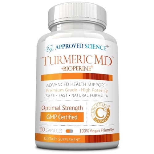 Approved Science Turmeric MD - with BioPerine & 95% Standardized Turmeric Curcuminoids - 60 Capsules (1 Month Supply)