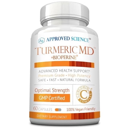 Approved Science Turmeric MD - with BioPerine & 95% Standardized Turmeric Curcuminoids - 60 Capsules (1 Month Supply)