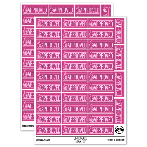 Approved Thumbs Up Sticker Set - Hot Pink - Matte Finish - 1.5