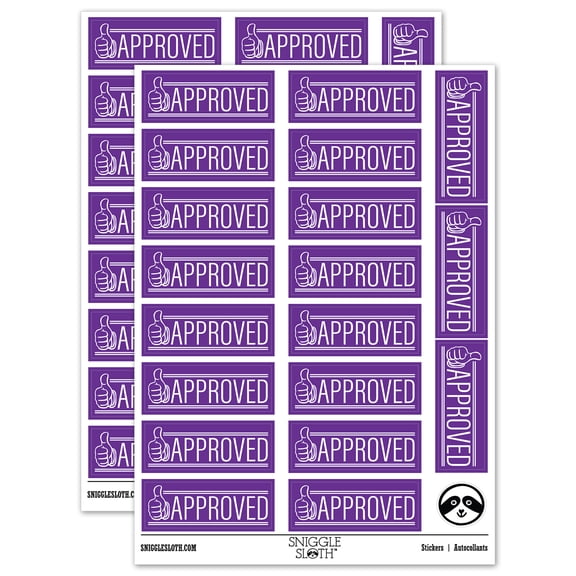 Approved Thumbs Up Sticker Set - Purple - Gloss Finish - 2.00" Large