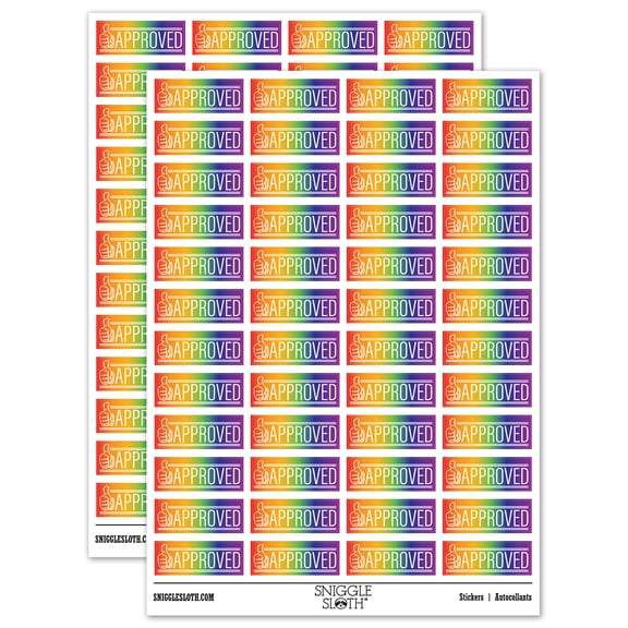 Approved Thumbs Up Sticker Set - Rainbow - Matte Finish - 1.25" Mini