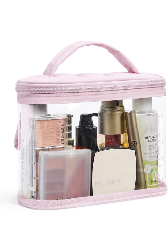 Approved Toiletry Bag, 2 Pack Clear Makeup Cosmetic Bag Organizer, Quart Size Travel Bag for Toiletries, Carry-on Travel Accessories Essentials, Black-2pcs