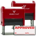 thumbnail image 1 of Approved w/by Date Line Self-Inking Office Rubber Stamp (Red) - Medium 2 Pack, 1 of 7
