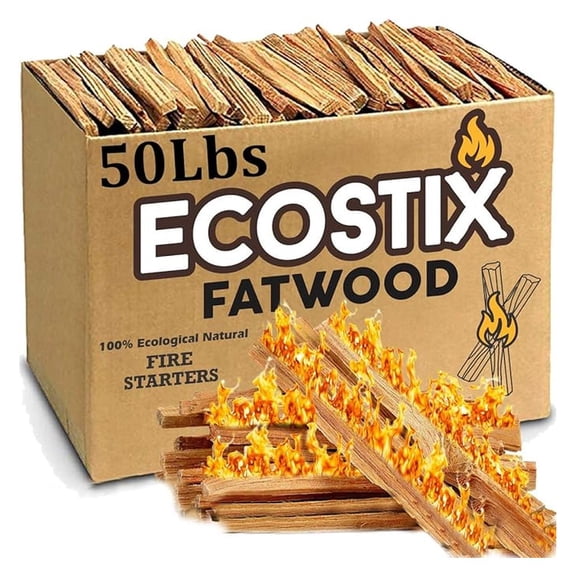 Approx. 120 Eco-Stix Fatwood Fire Starter Kindling Firewood Sticks  100% Organic  Firestarter for Wood Stoves, Fireplaces, Campfires, , Year Round, 50 LB