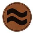 thumbnail image 1 of Approximately Equal To About Math Symbol 2.5" Faux Leather Round Engraved Iron-On Patch - Brown, 1 of 6