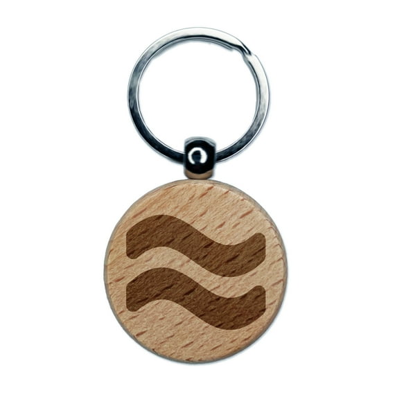 Approximately Equal To About Math Symbol Round Keychain Charm Tag - Engraved Wood