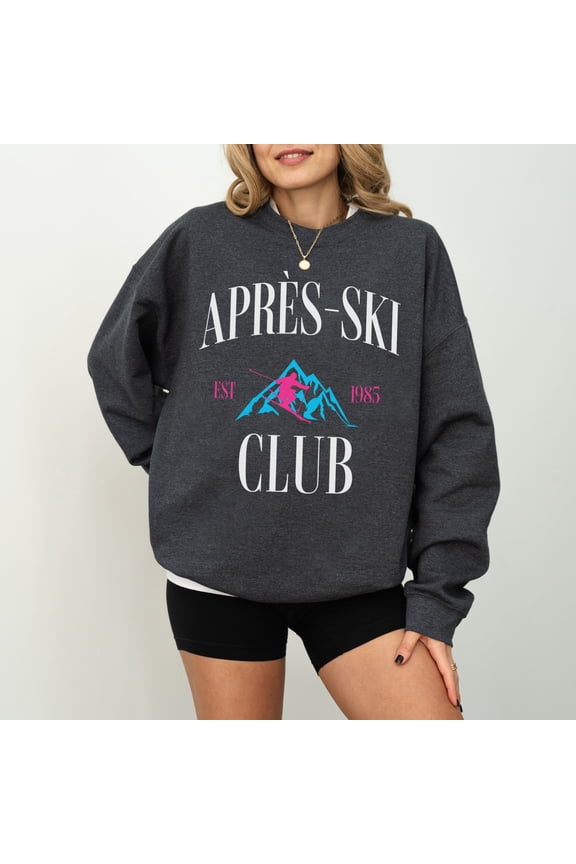 Après Ski Club Crewneck T-Shirt 80s, 90s, Retro Style Pullover Bachelorette, Skiing Trip O