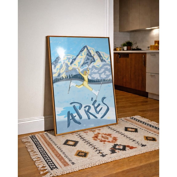 Après Ski Vintage Wall Art Retro Ski Mid Century Winter Alpine Mountain Decor Scandinavian Illustration, Unframed Poster