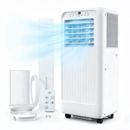 Aprafie 10000 BTU Portable Air Conditioners, 3-in-1 Ultra Quiet Small AC Unit with Remote Control & Window Kit, Cools up to 450 Sq.ft, 115V, White