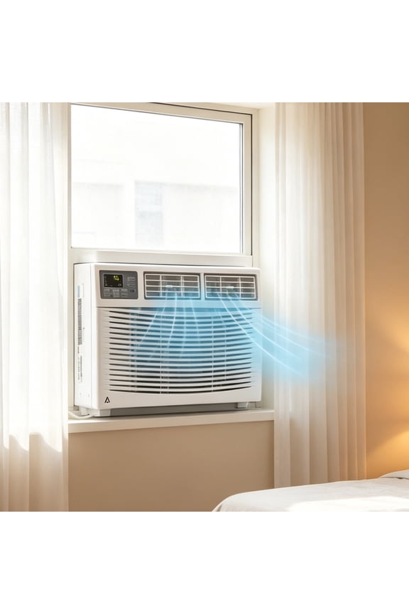 12,000 BTU Window Air Conditioner with Remote Control, Cools up to 550 Sq.ft, 115V, White