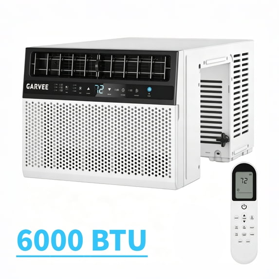 Aprafie 6000 BTU U-Shaped Window Air Conditioner with Remote Control, Open Window Flexibility, Cools up to 270 Sq.ft, 115V, White