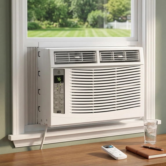 Aprafie 6000 BTU Window Air Conditioner, T Design Flexible Opening, 4 in 1 Window AC Unit with Remote, Cools up to 250 Sq.Ft, White