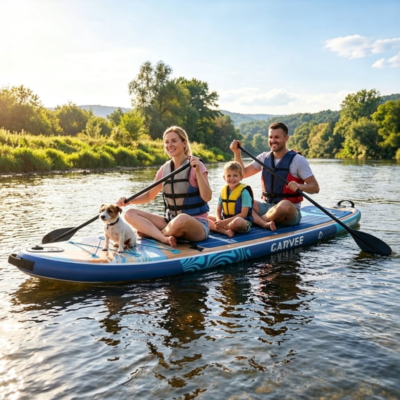 Aprafie Inflatable Stand up Paddle Board, 11ft SUP Paddle Board with Non-Slip Deck, Hand Pump & Backpack for All Skill Levels, Wood Grain