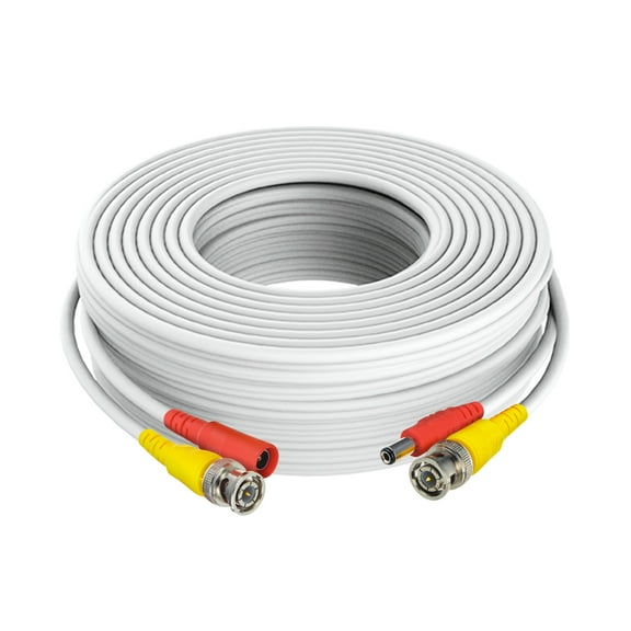 Aprelco 150ft White Video and Power BNC Cable Compatible with CCTV Cameras Compatible with Amcrest Cameras