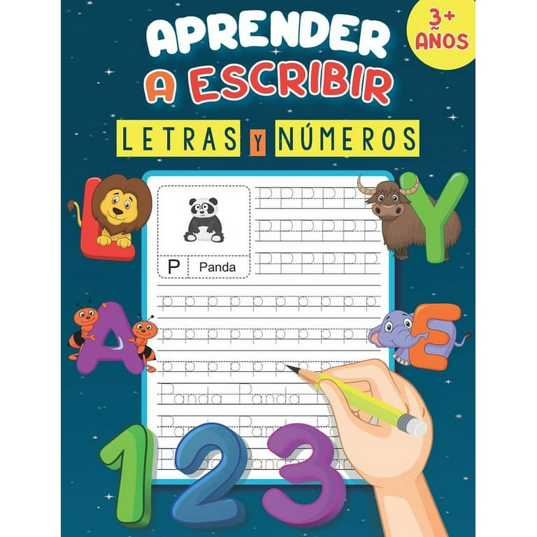 Aprender A Escribir Letras Y Numeros 3+ Años : Un libro de escritura para  aprender a trazar letras y números, practicar el alfabeto y el vocabulario  de animales para todos los preescolares
