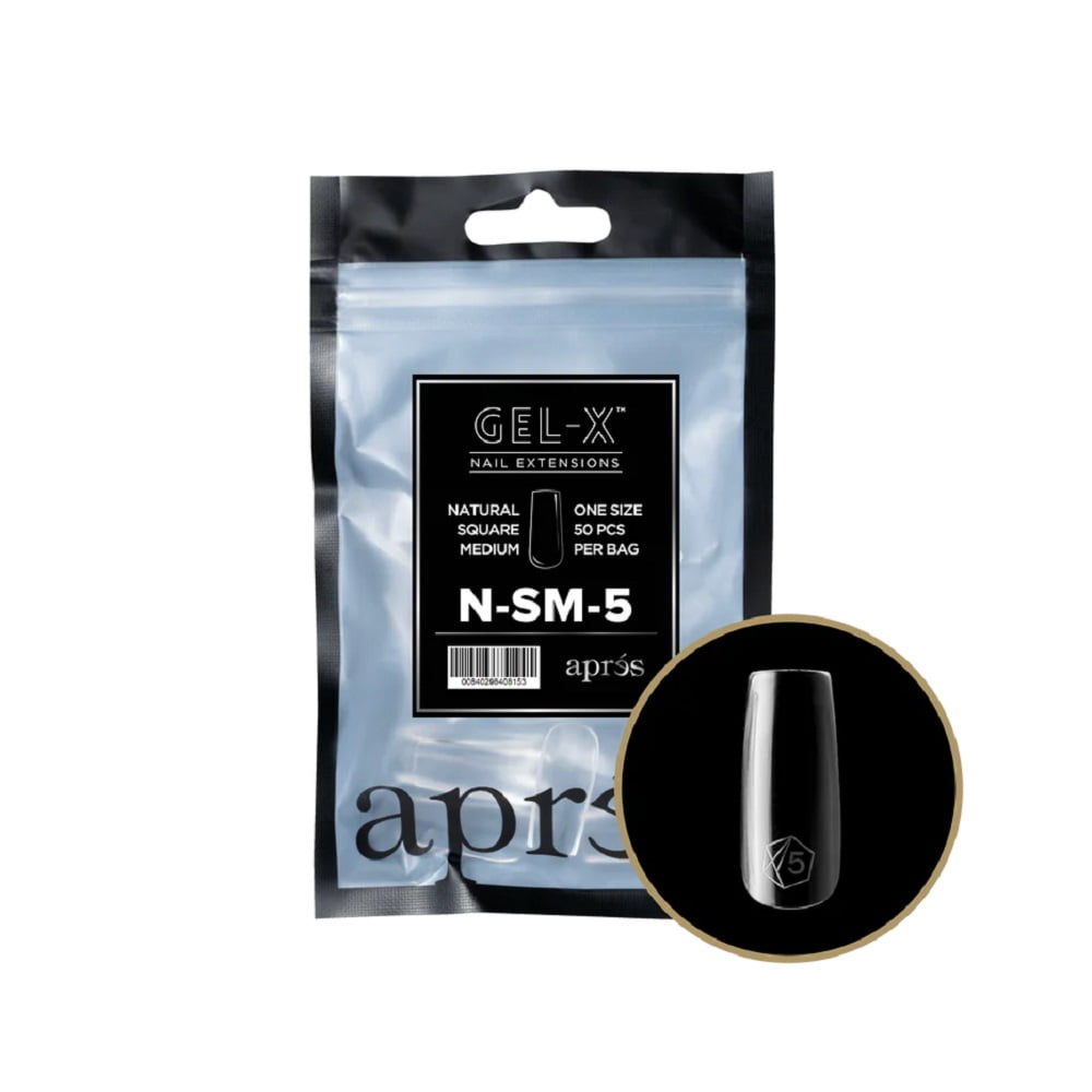 Apres Gel-X Nail Extensions N-SM-5 Natural Square Medium Tips Size