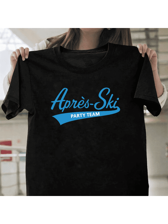 Apres Ski Party Team Funny Skiing Snowboarding Winter Sport Unisex T-Shirt, for men & women, up to size 5XL.
