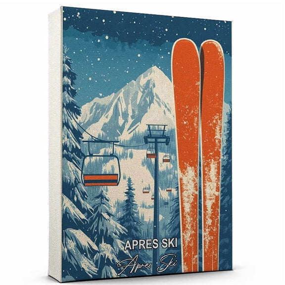 Apres Ski Travel Canvas Wall Art Apres Ski Canvas Travel-Inspired Scene That Brings Peace, Color, and Culture Into Your Space