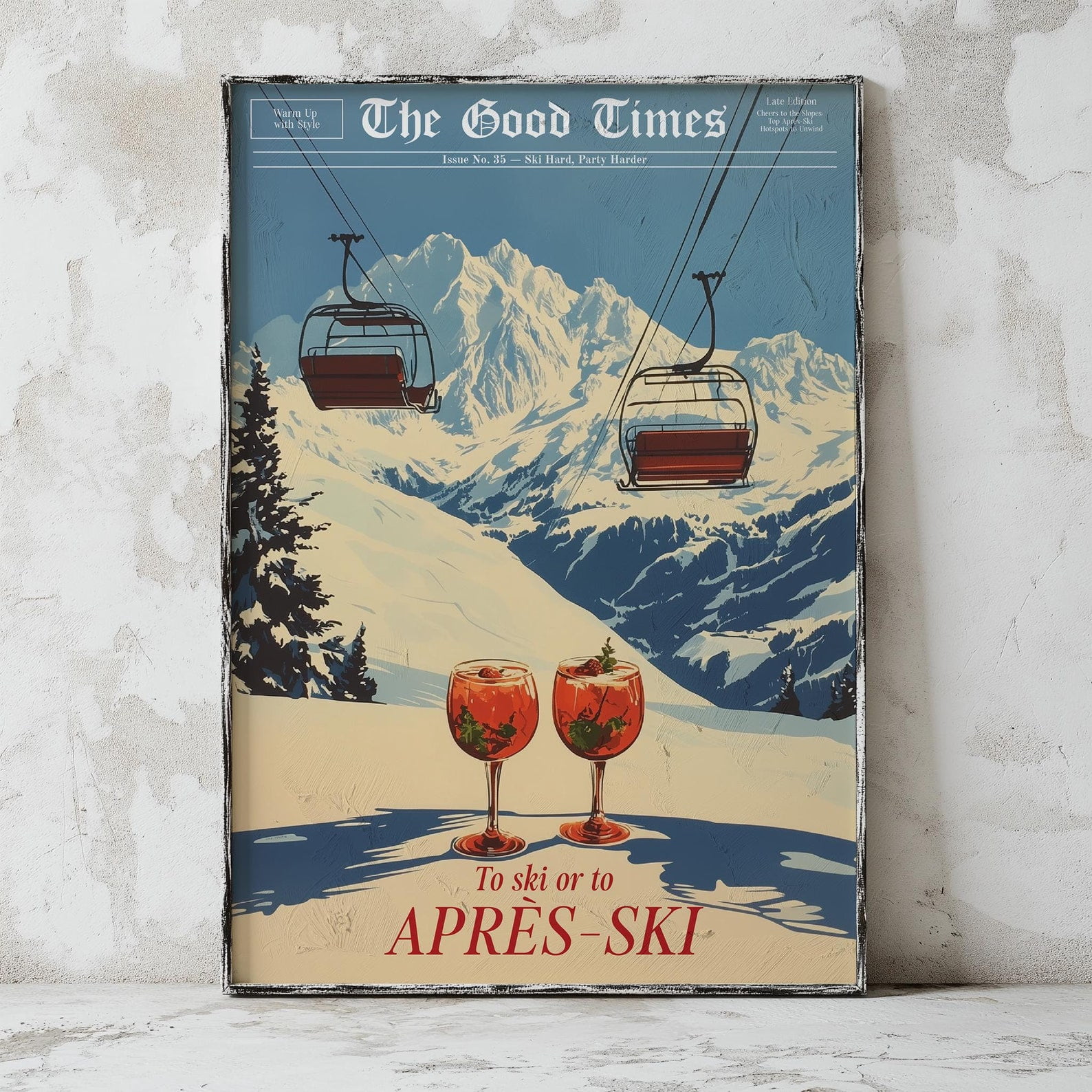 Apres Ski Wall Print Newspaper Magazine Print Winter Wall Art Vintage ...