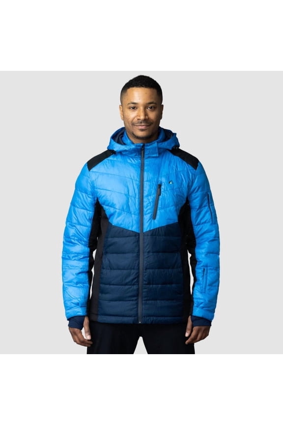 EcoDown Men Packable Lightweight Water-Resistant Hooded Puffer Jacket  Blue