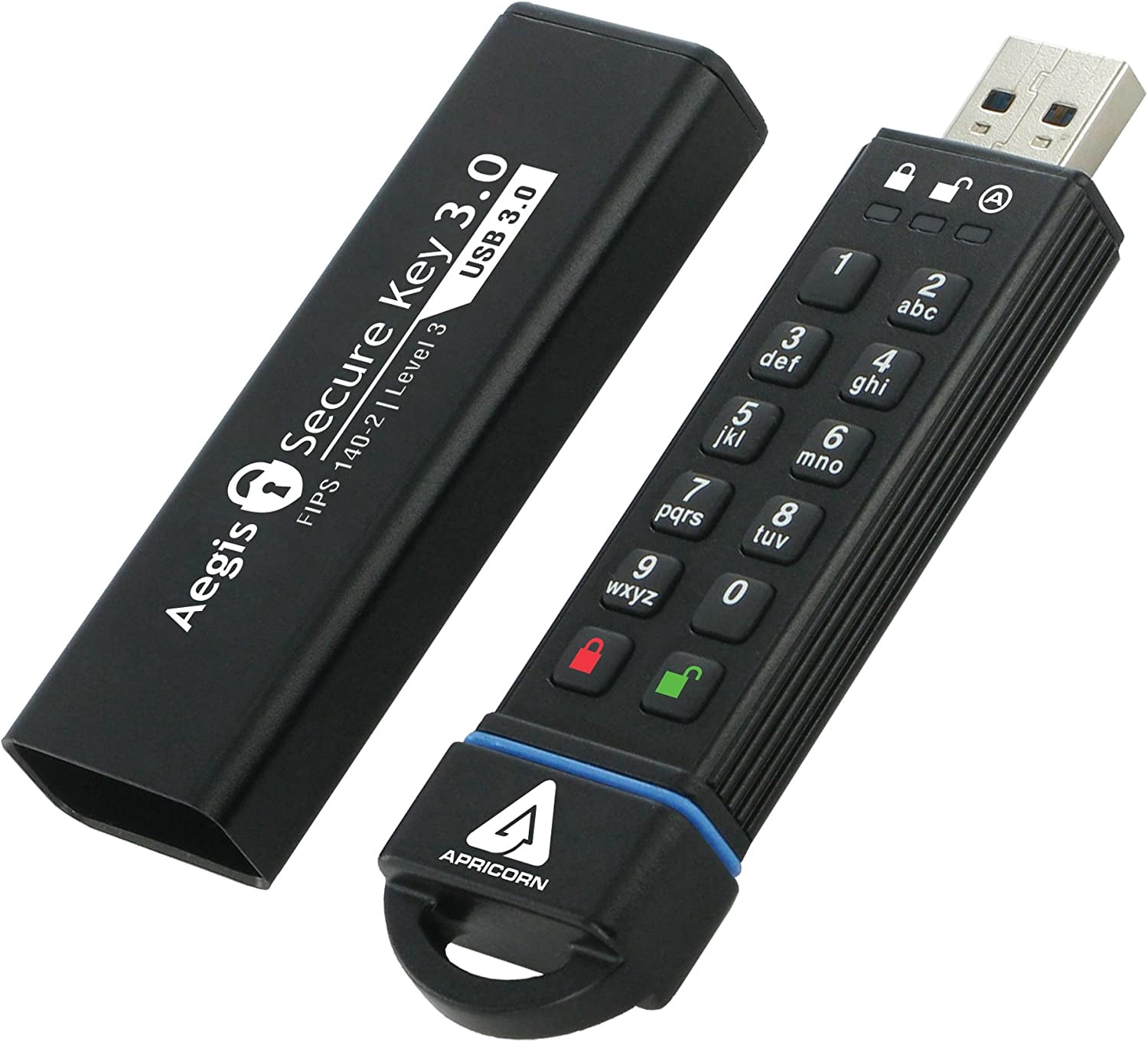 Apricorn 120gB Aegis Secure Key FIPS 1402 Level 3 Validated 256bit Encryption USB 30 Flash Drive (ASK3120gB)