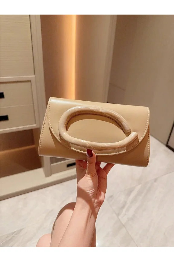 Apricot Bag With Oval Ring Handle Evening Handbag For Women