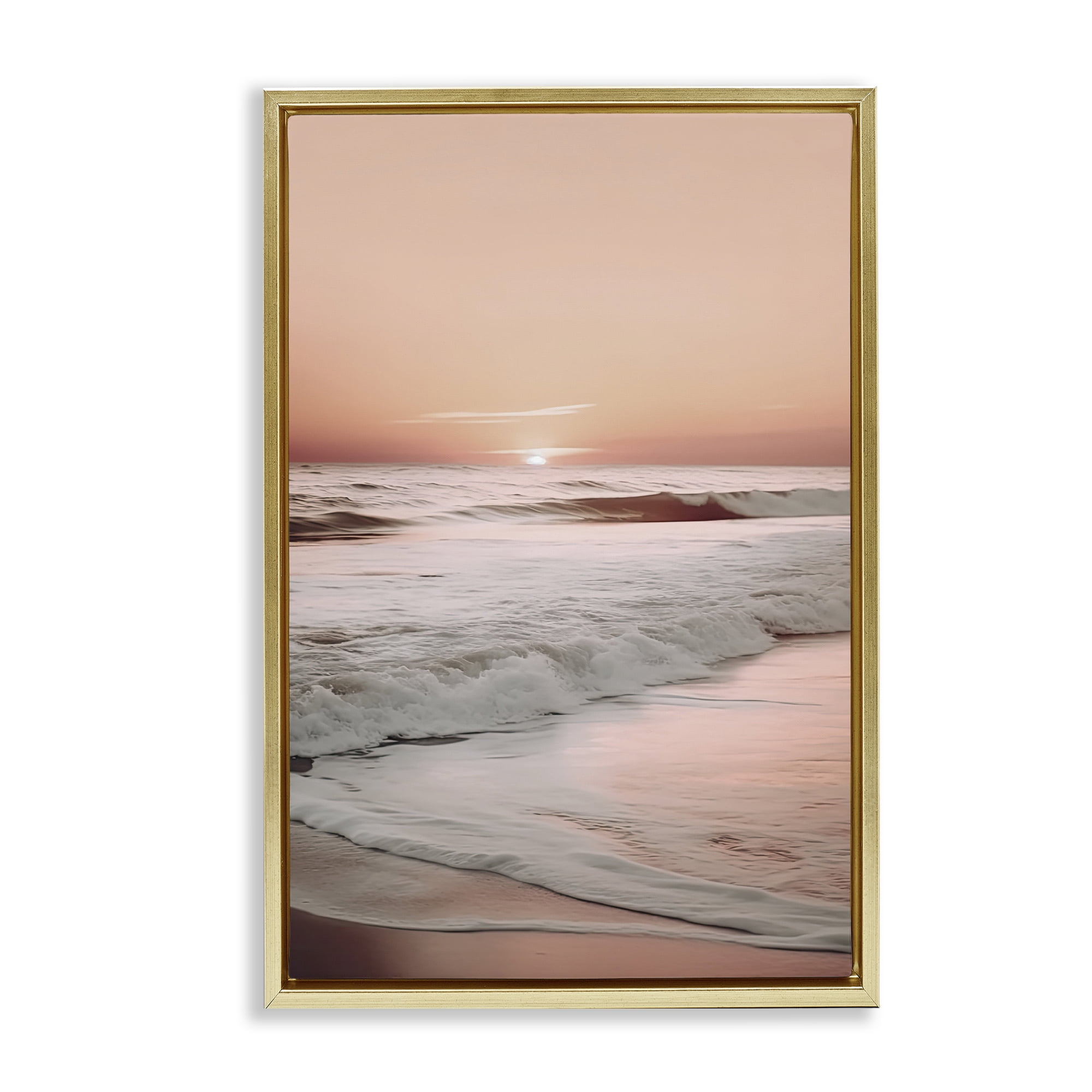 Apricot Beach View Gold Framed Floater Canvas Wall Art, design by Decent Exposures