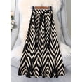 Apricot Black High Waist Flared Skirt With Chevron Pattern, Flowing A ...