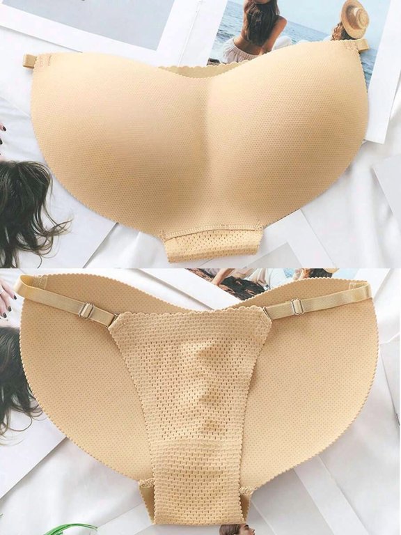 Apricot Butt Padding Shaping Briefs - Medium Support Seamless Sculpting Panties With Adjustable Straps