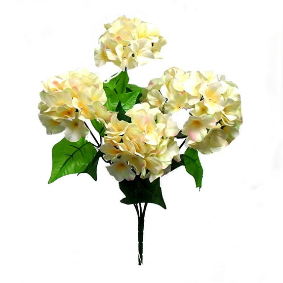 Apricot Champagne Hydrangea 21in Artificial Polysilk Faux Fake Flower Bush for Craft Home Garden Outdoor Bouquet Arrangement Ceremony Wedding Arch Floral Wall Aisle Decor (Beige, Set of 2)