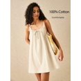 thumbnail image 1 of Apricot Cotton Mini Sundress For Women, Boho Spaghetti Strap Drawstring Bow Cami Dress, 1 of 7