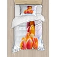 thumbnail image 1 of Apricot Duvet Cover Set, Fruit Freshness Summer Tasty Food in Bucket on Wooden Table Photo, Decorative 2 Piece Bedding Set with 1 Pillow Shams, Twin Size, Pale Blue Multicolor, by Ambesonne, 1 of 3